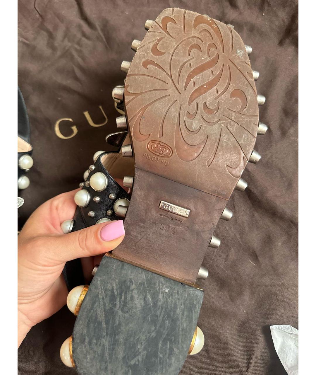 GUCCI Черные кожаные сандалии, фото 7