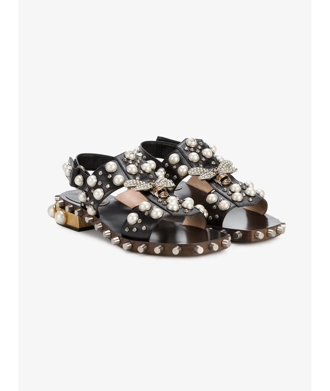GUCCI Черные кожаные сандалии, фото 8