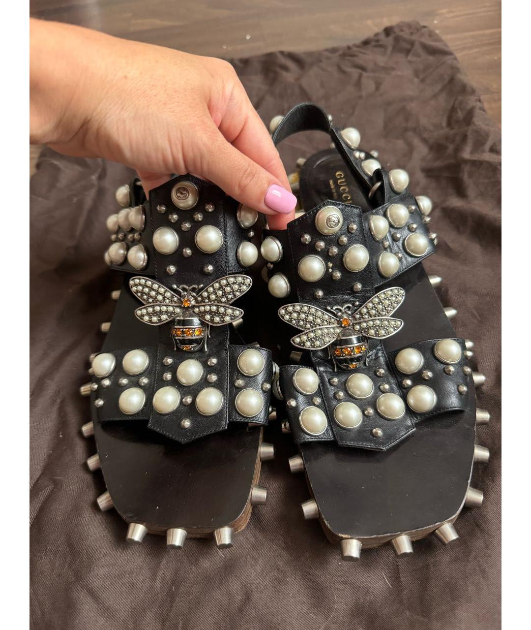 GUCCI Черные кожаные сандалии, фото 3