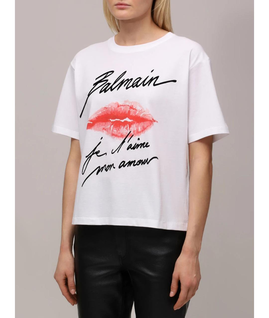 BALMAIN Белая хлопковая футболка, фото 4