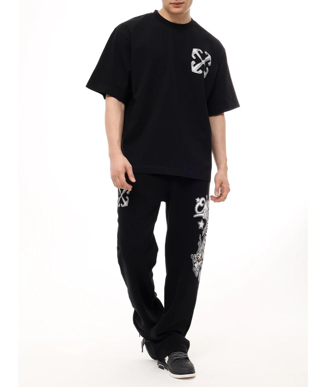 OFF-WHITE Черные хлопковые повседневные брюки, фото 2