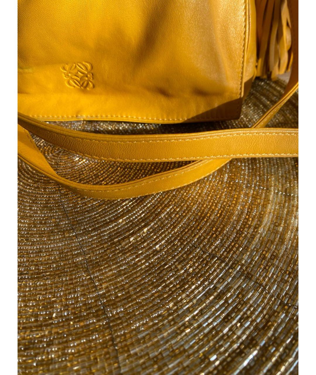 LOEWE Желтая кожаная сумка тоут, фото 7