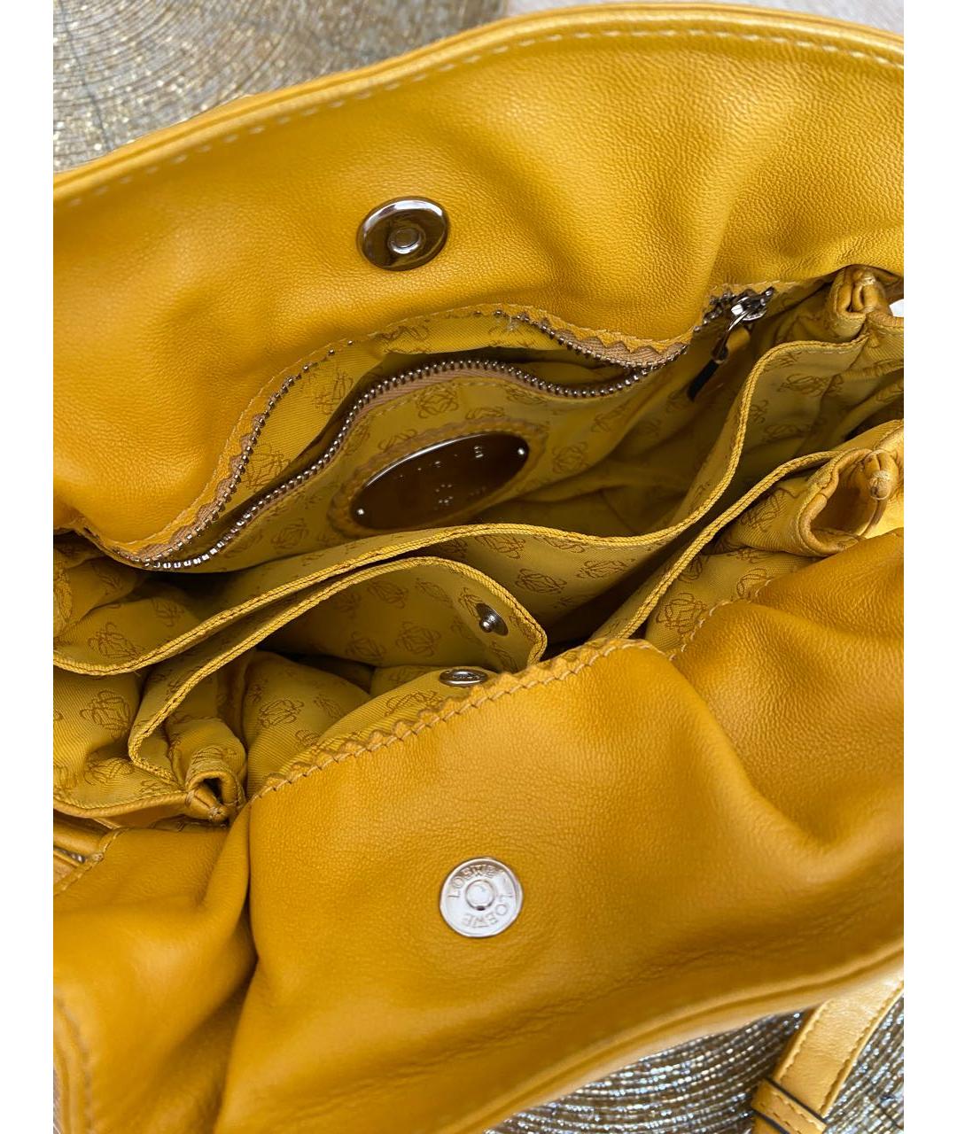 LOEWE Желтая кожаная сумка тоут, фото 4