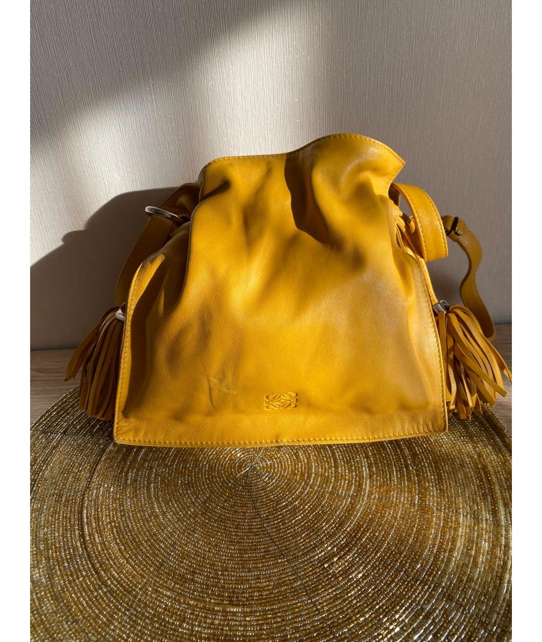 LOEWE Желтая кожаная сумка тоут, фото 8
