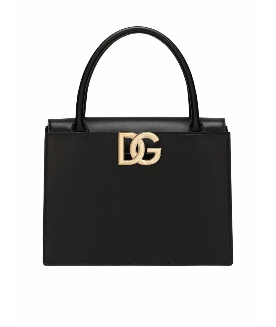 DOLCE&GABBANA Черная кожаная сумка с короткими ручками, фото 1