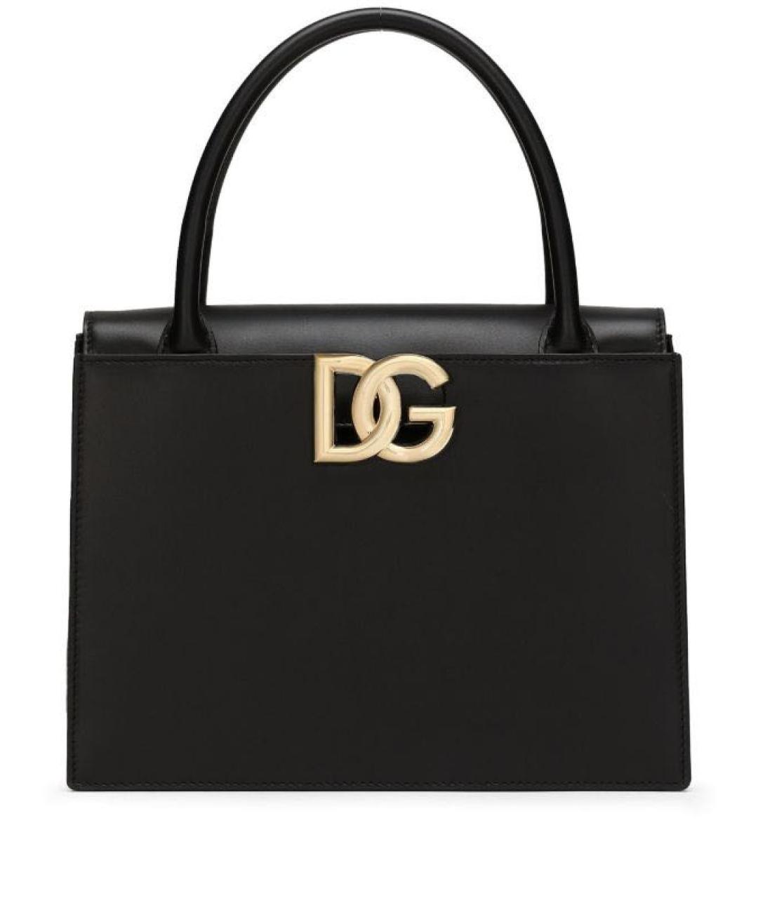 DOLCE&GABBANA Черная кожаная сумка с короткими ручками, фото 5