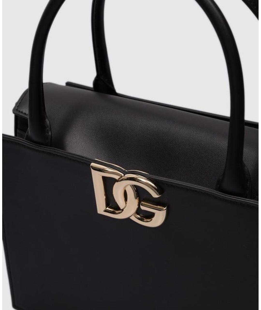 DOLCE&GABBANA Черная кожаная сумка с короткими ручками, фото 2