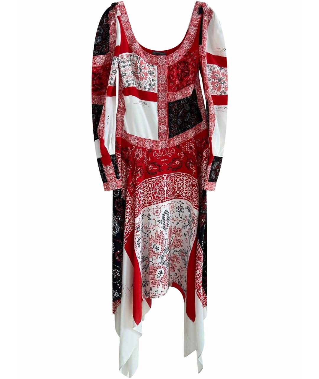 ALEXANDER MCQUEEN Бордовое шелковое повседневное платье, фото 1