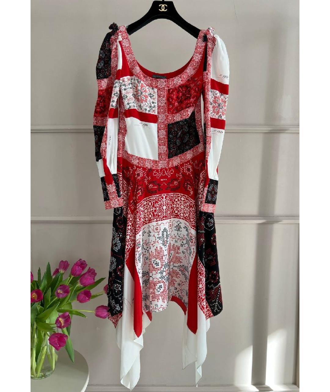 ALEXANDER MCQUEEN Бордовое шелковое повседневное платье, фото 10