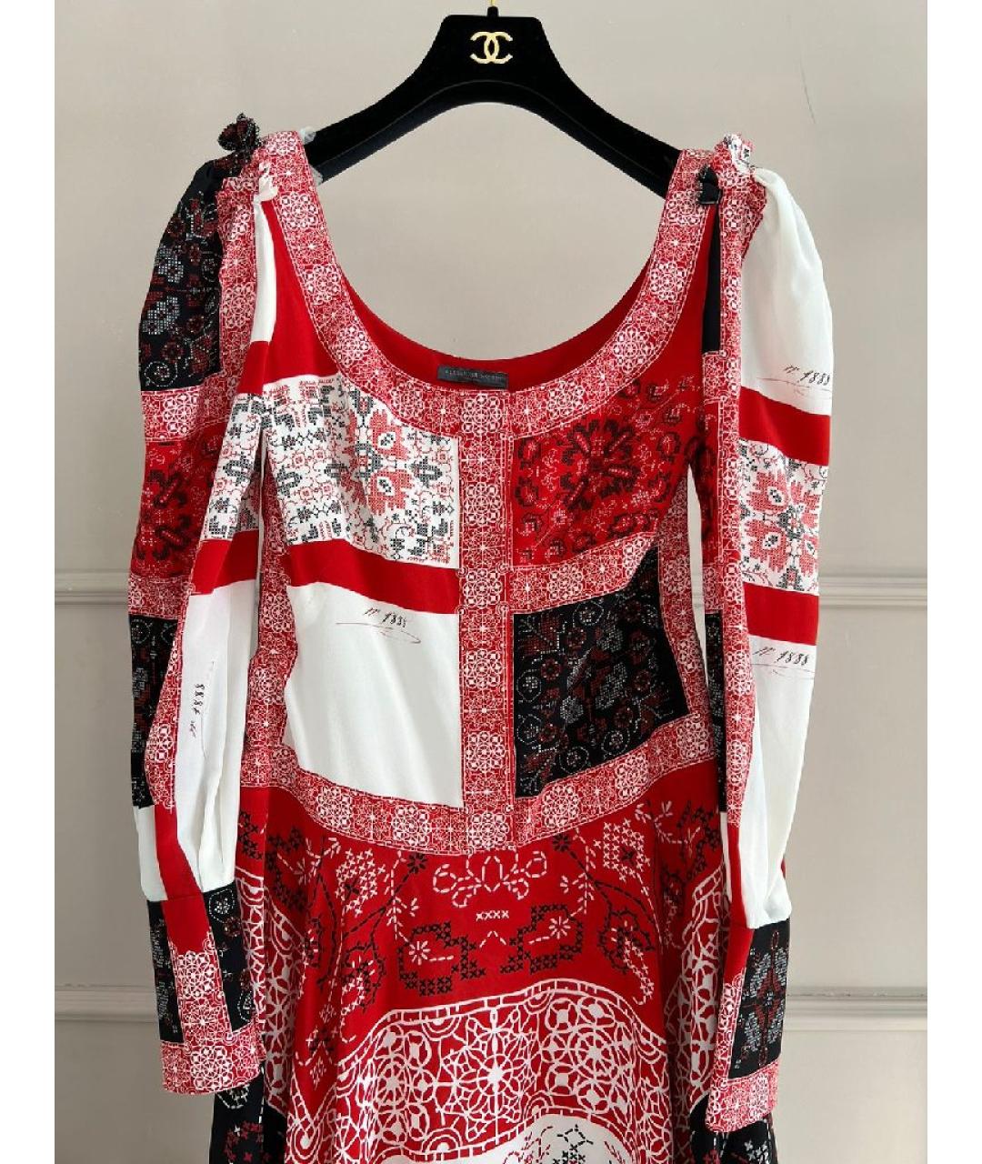 ALEXANDER MCQUEEN Бордовое шелковое повседневное платье, фото 3