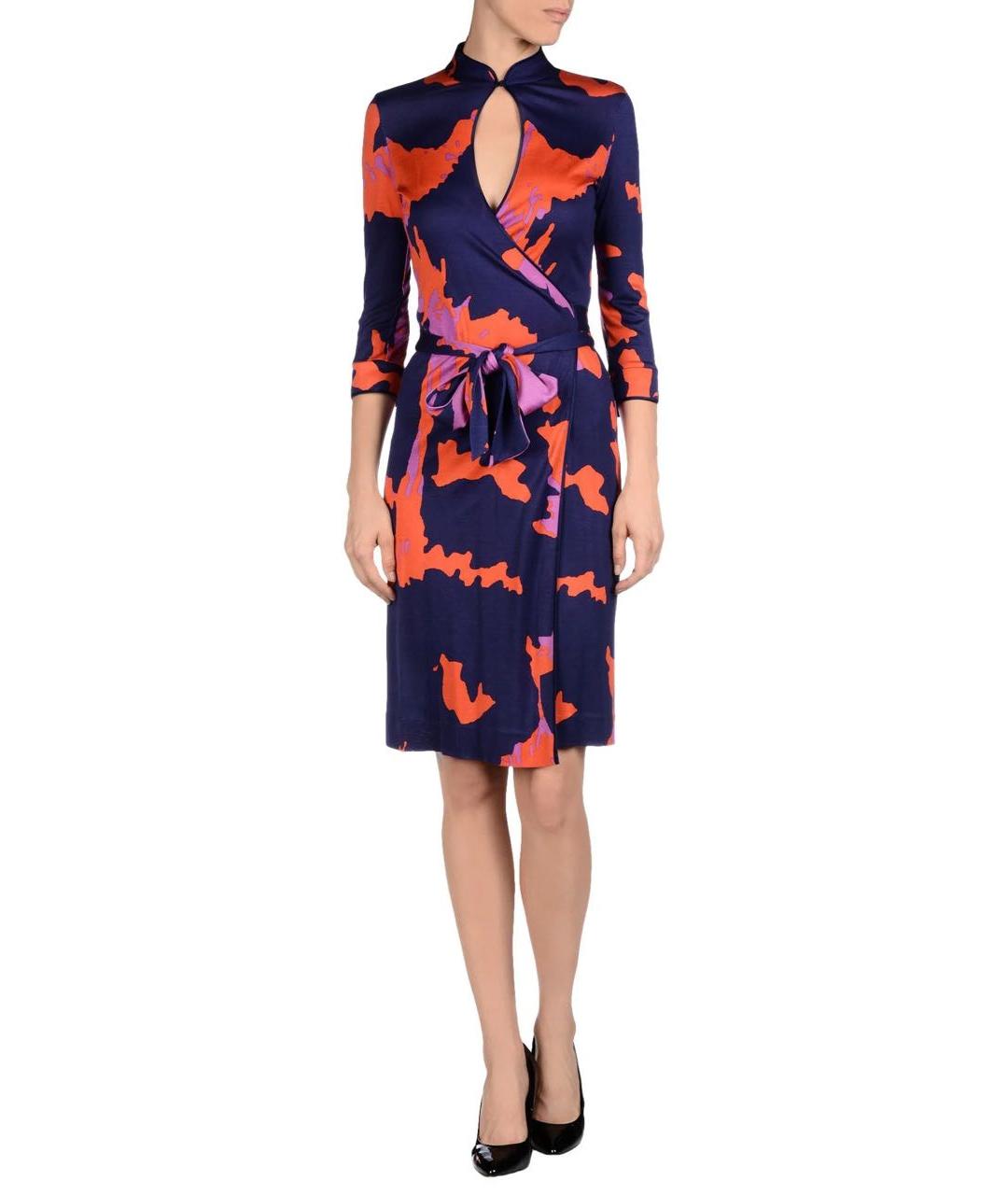 DIANE VON FURSTENBERG Фиолетовое шелковое повседневное платье, фото 5
