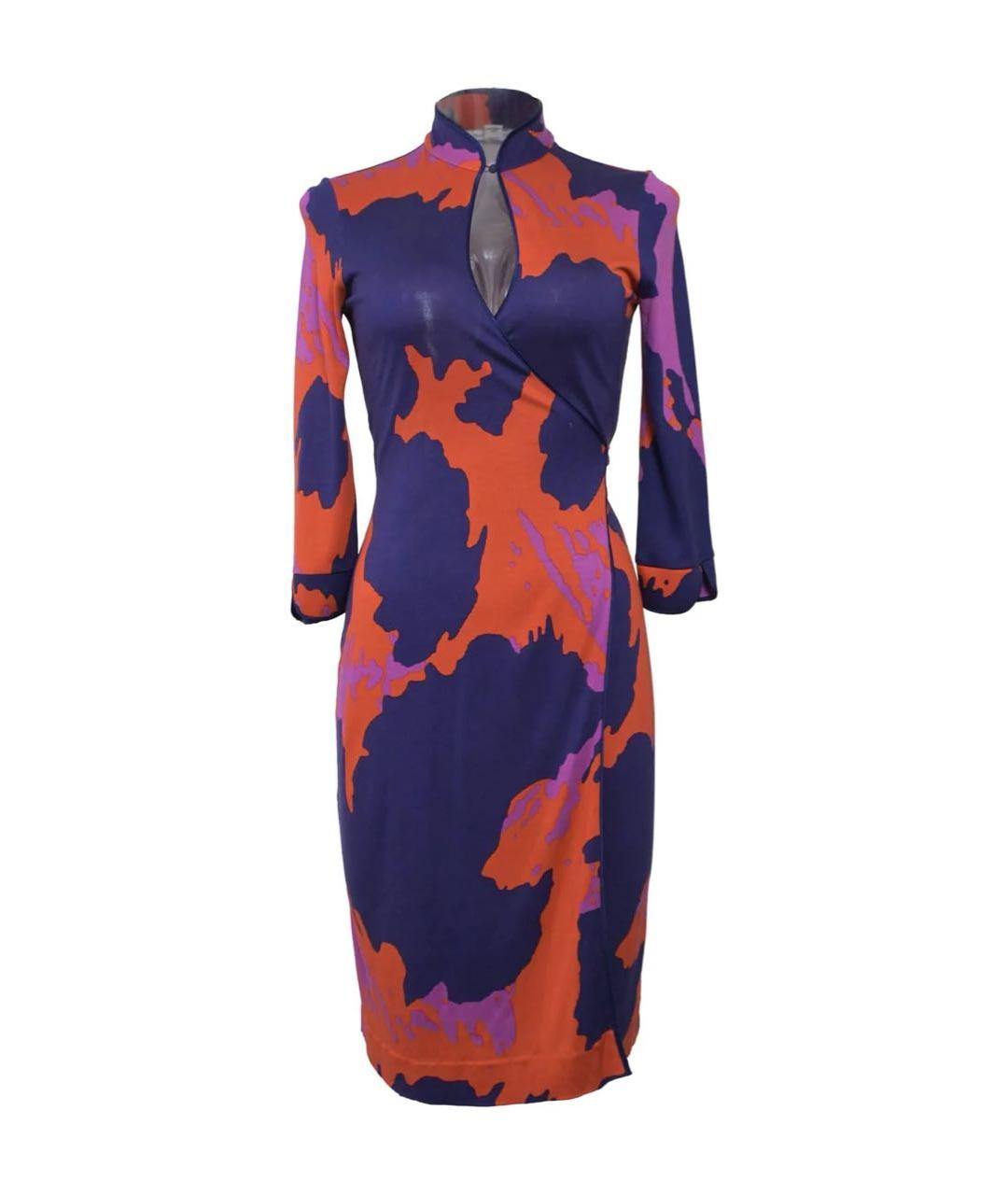 DIANE VON FURSTENBERG Фиолетовое шелковое повседневное платье, фото 8