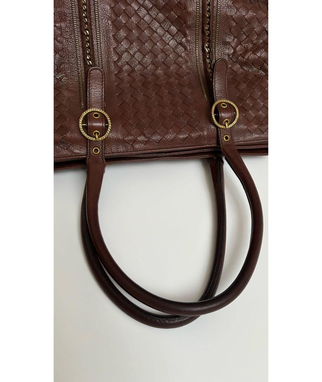 BOTTEGA VENETA Коричневая кожаная сумка тоут, фото 4