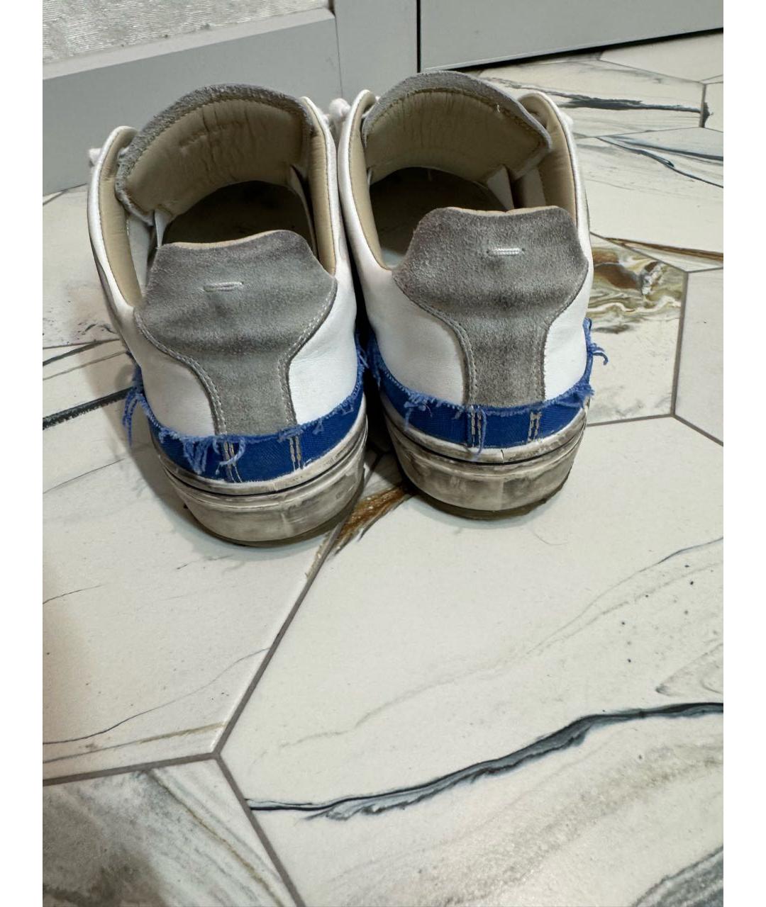 MAISON MARGIELA Синие кожаные низкие кроссовки / кеды, фото 4
