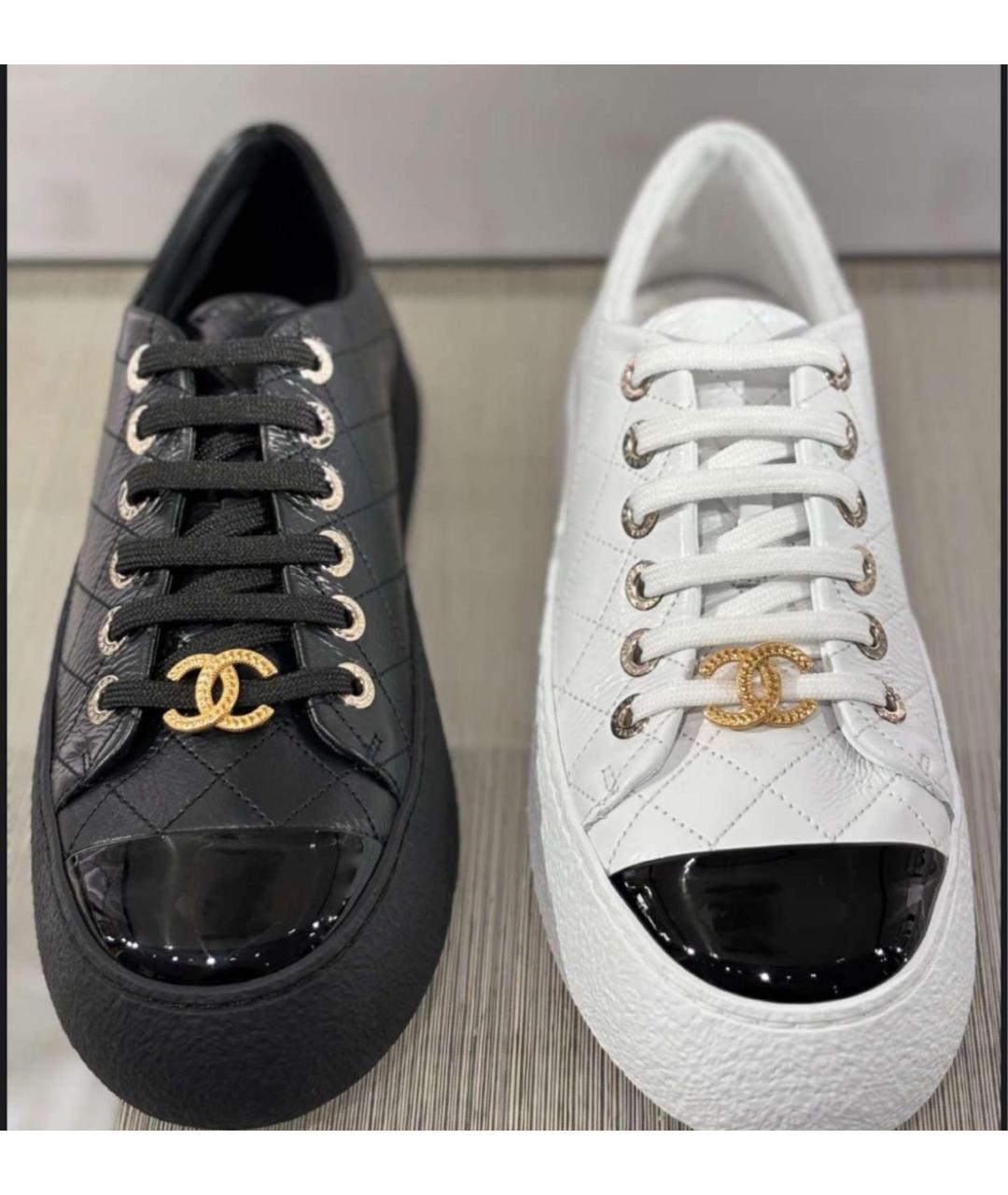 CHANEL Черные кеды из лакированной кожи, фото 4