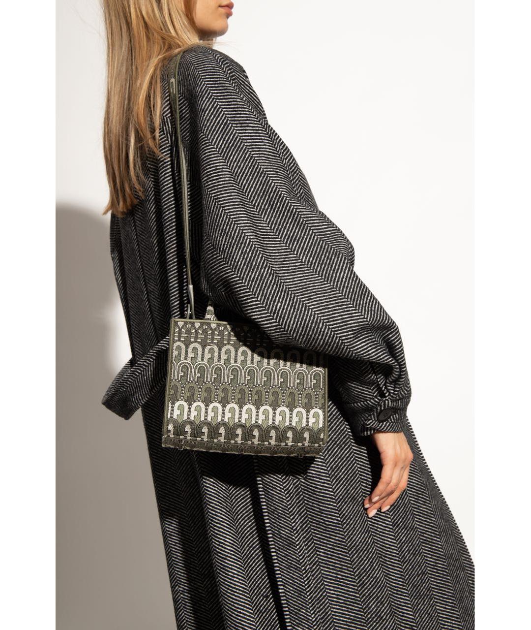 FURLA Серая жаккардовая сумка тоут, фото 6