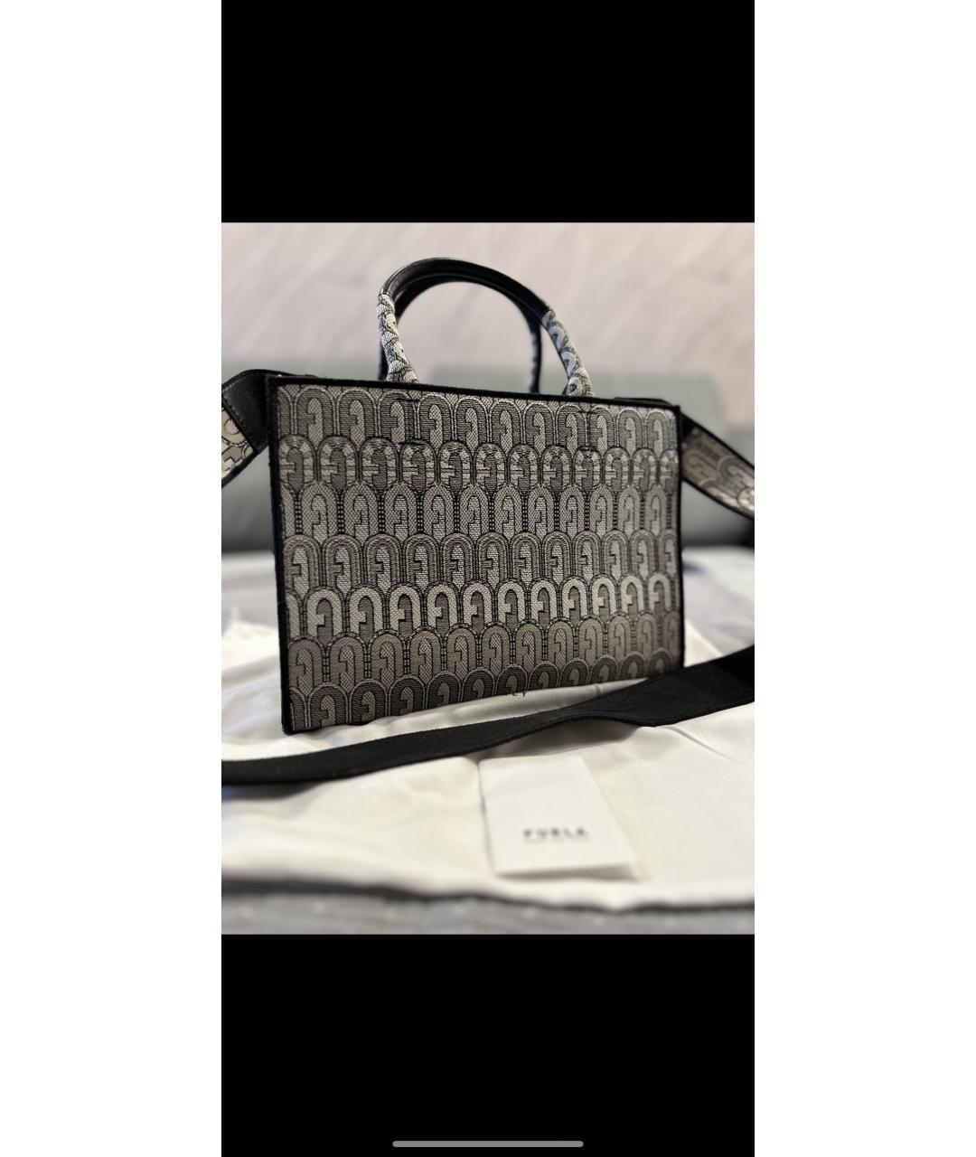 FURLA Серая жаккардовая сумка тоут, фото 5