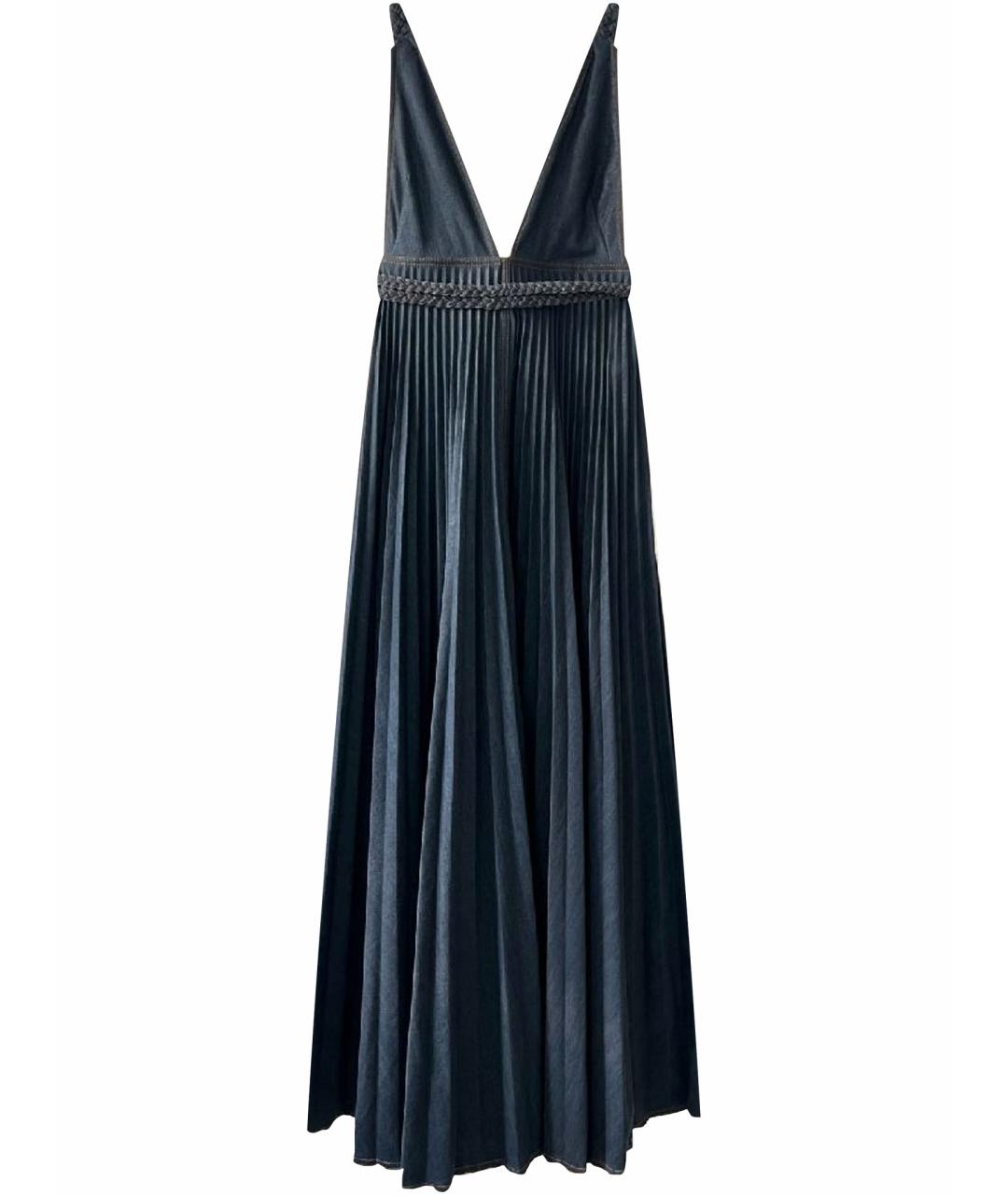CHRISTIAN DIOR Синее хлопковое вечернее платье, фото 1
