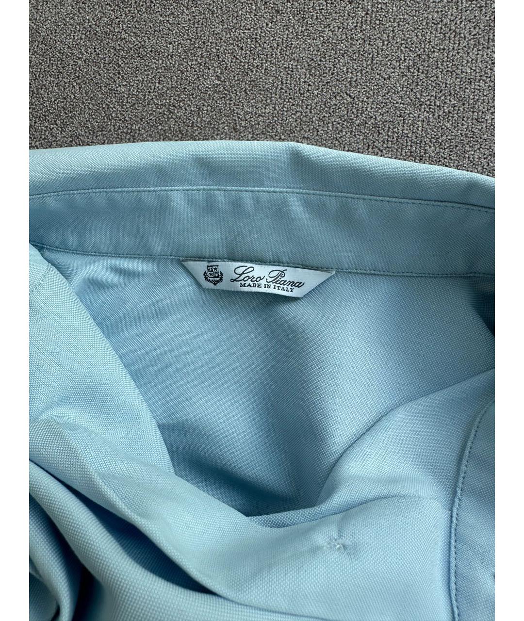 LORO PIANA Голубая хлопковая рубашка, фото 3