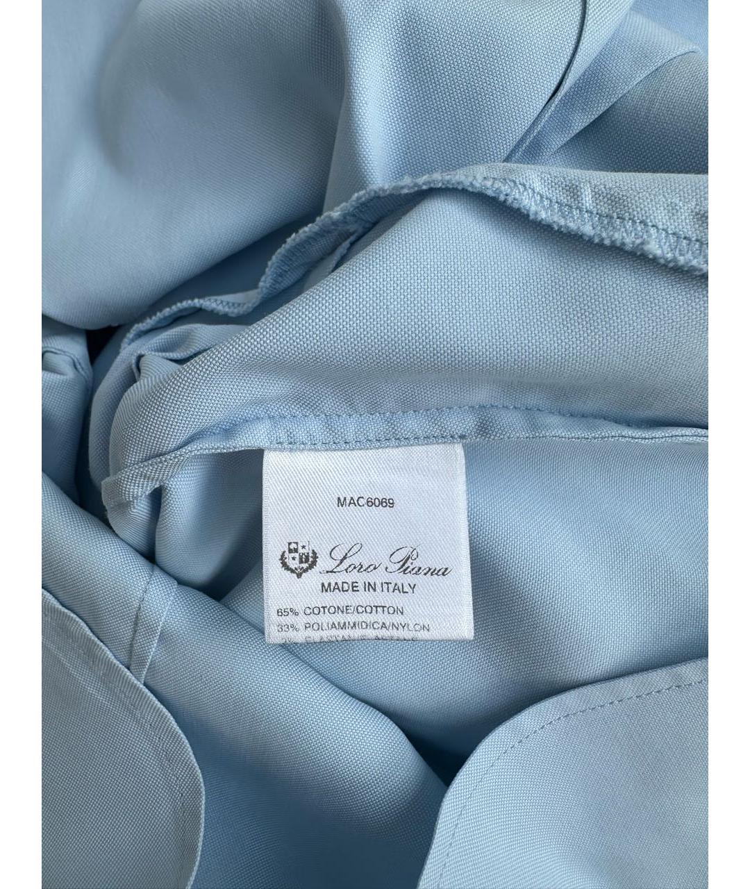LORO PIANA Голубая хлопковая рубашка, фото 5
