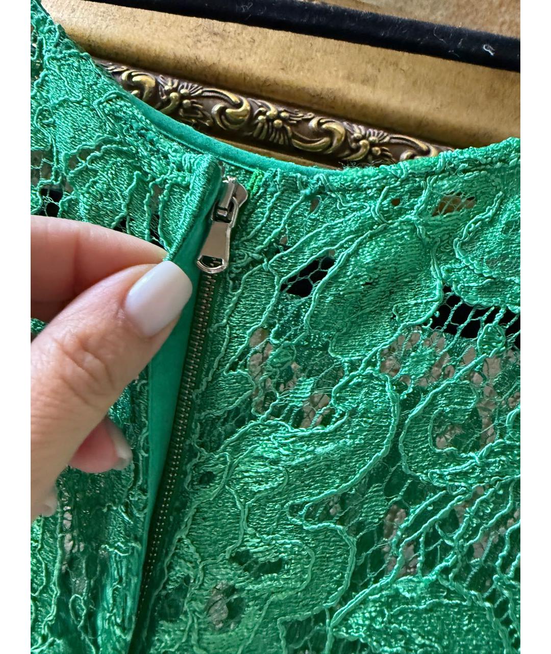 DOLCE&GABBANA Зеленые шелковое коктейльное платье, фото 4