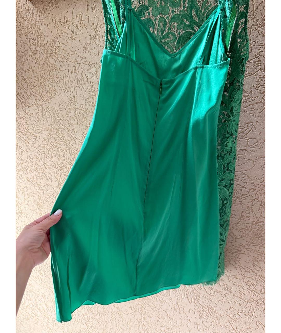DOLCE&GABBANA Зеленые шелковое коктейльное платье, фото 5