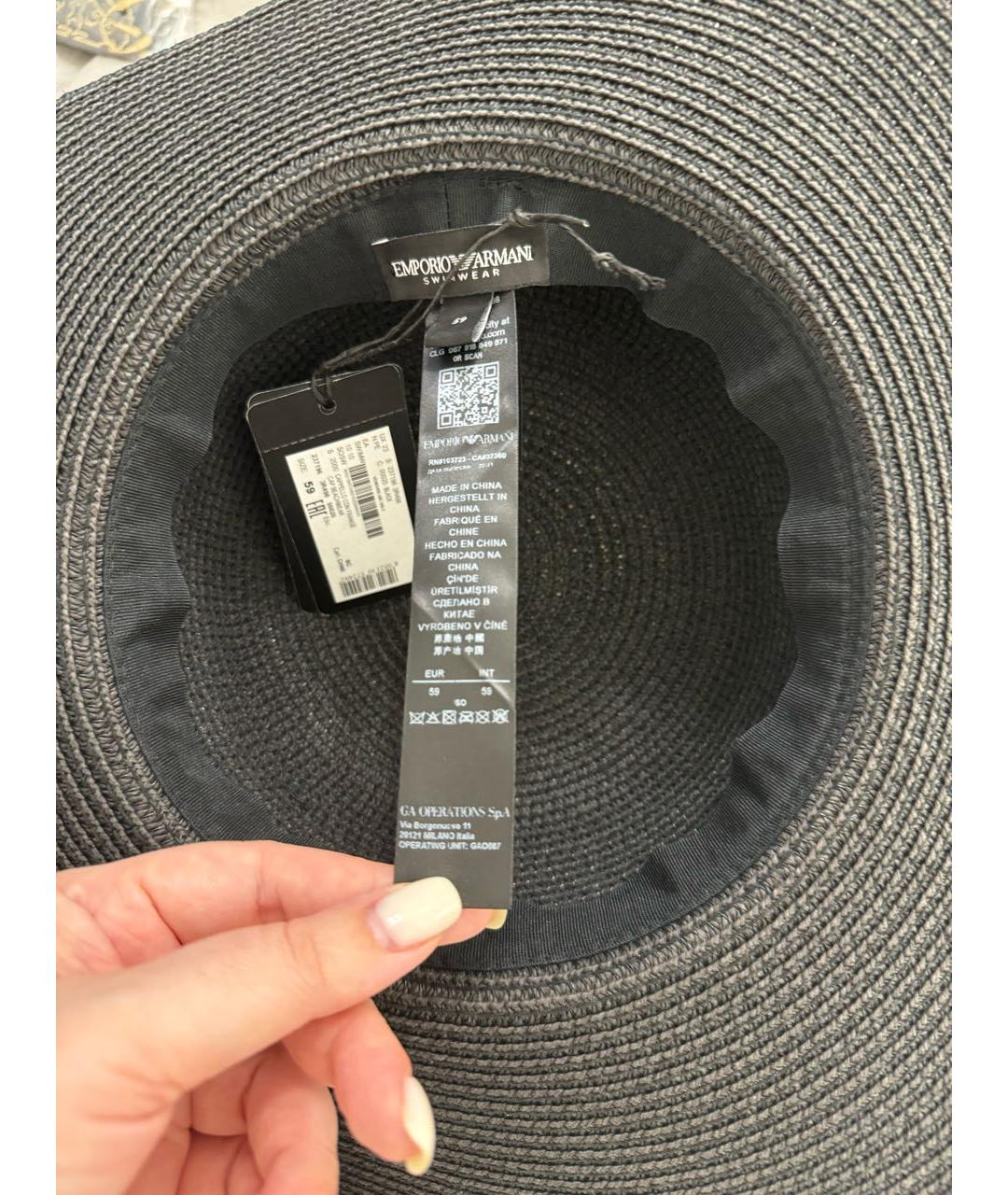 EMPORIO ARMANI Черная синтетическая шляпа, фото 4