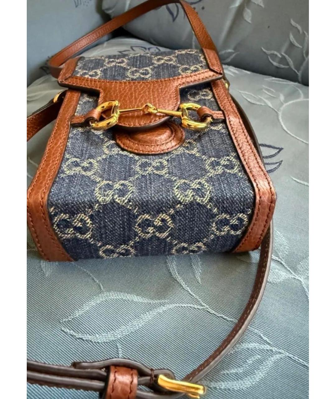 GUCCI Темно-синяя хлопковая сумка через плечо, фото 2