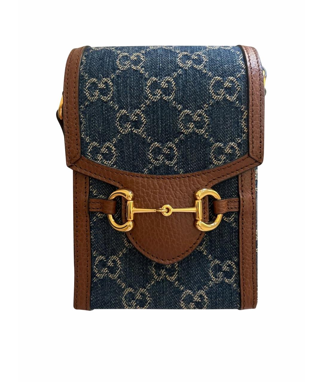 GUCCI Темно-синяя хлопковая сумка через плечо, фото 1