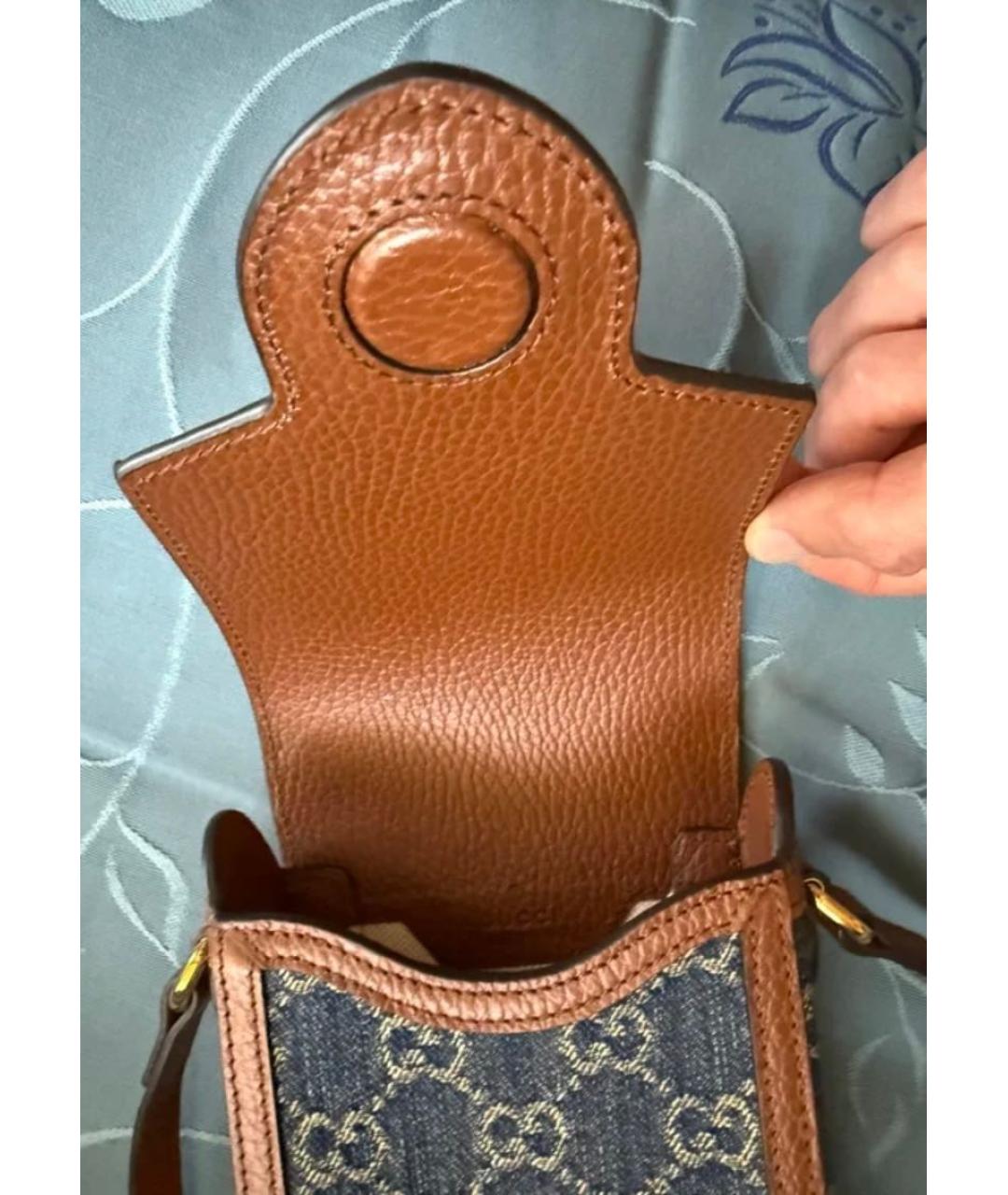 GUCCI Темно-синяя хлопковая сумка через плечо, фото 3