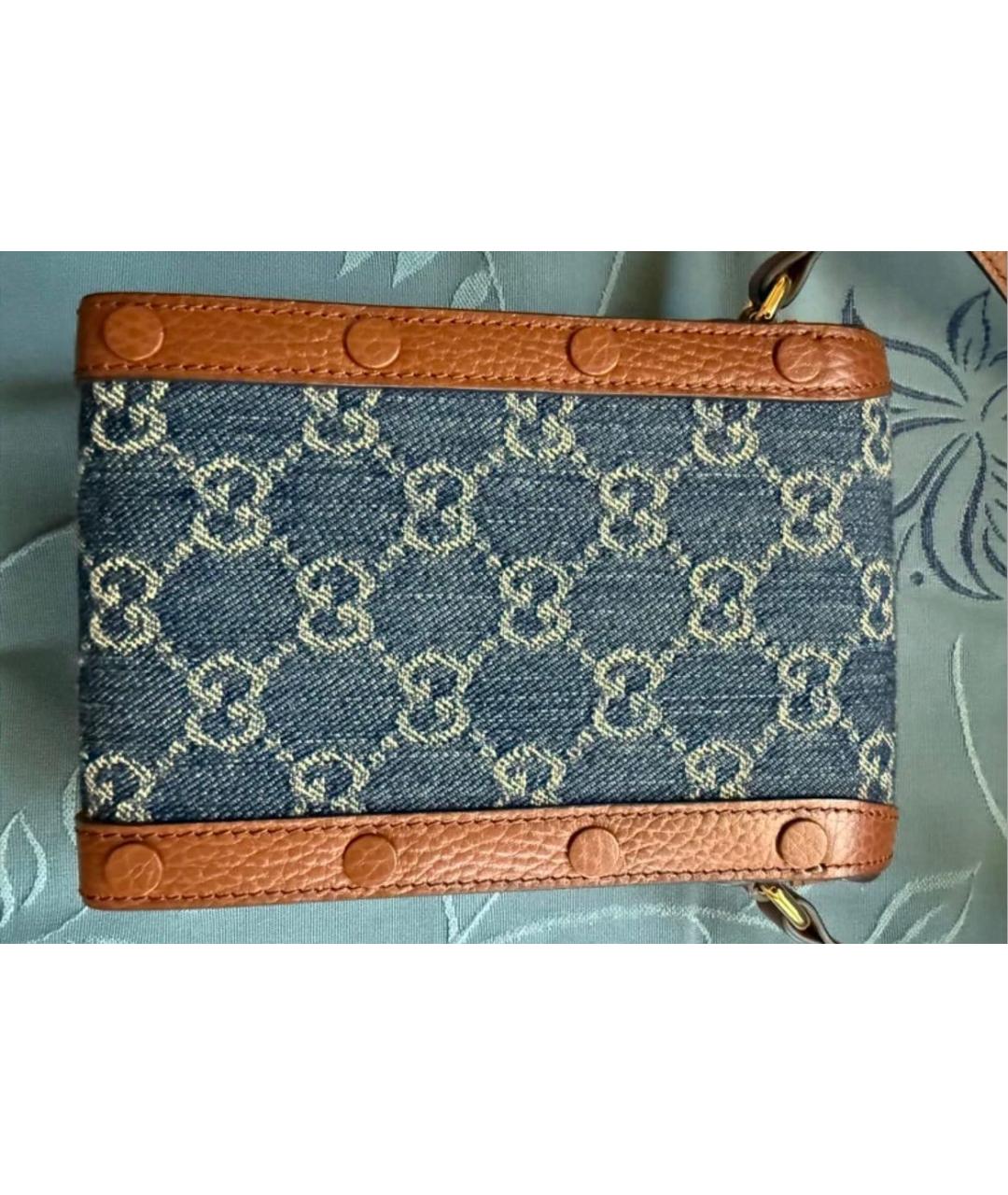GUCCI Темно-синяя хлопковая сумка через плечо, фото 6