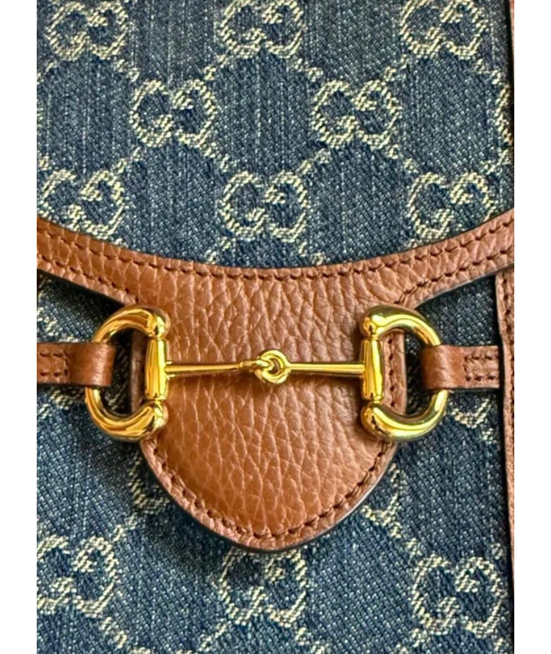 GUCCI Темно-синяя хлопковая сумка через плечо, фото 7
