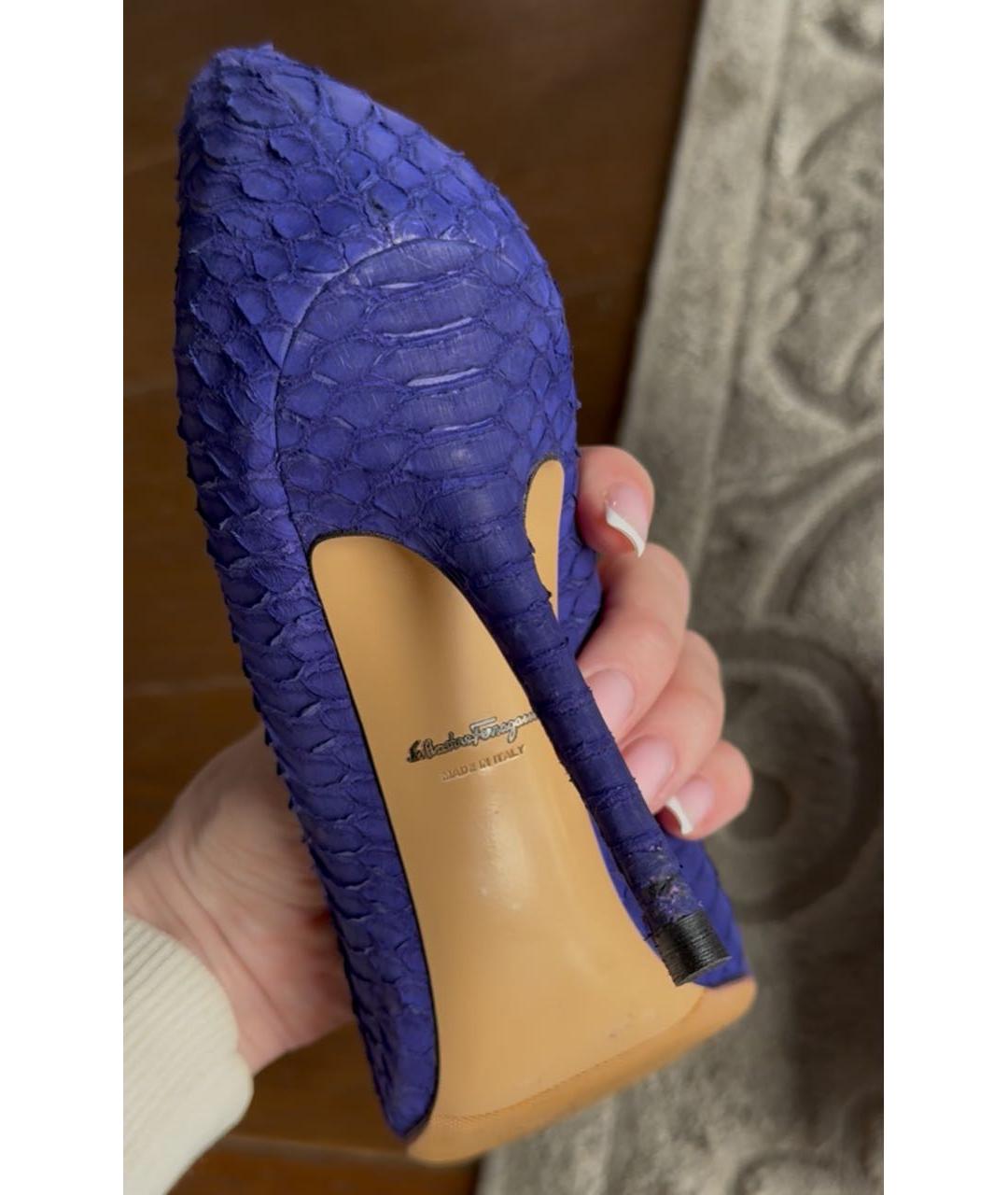 FERRAGAMO Фиолетовые туфли из экзотической кожи, фото 4