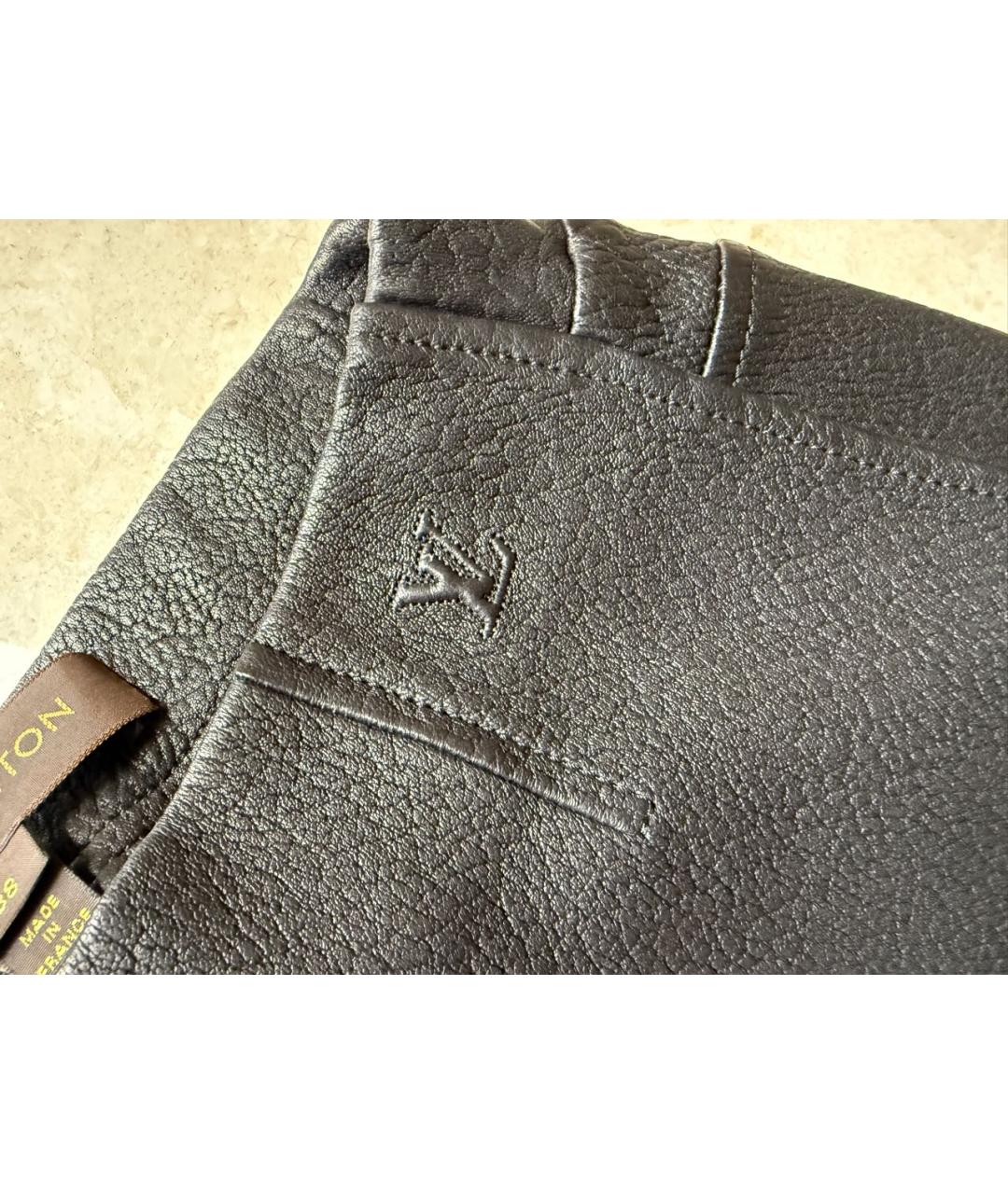 LOUIS VUITTON Черные кожаные брюки узкие, фото 4