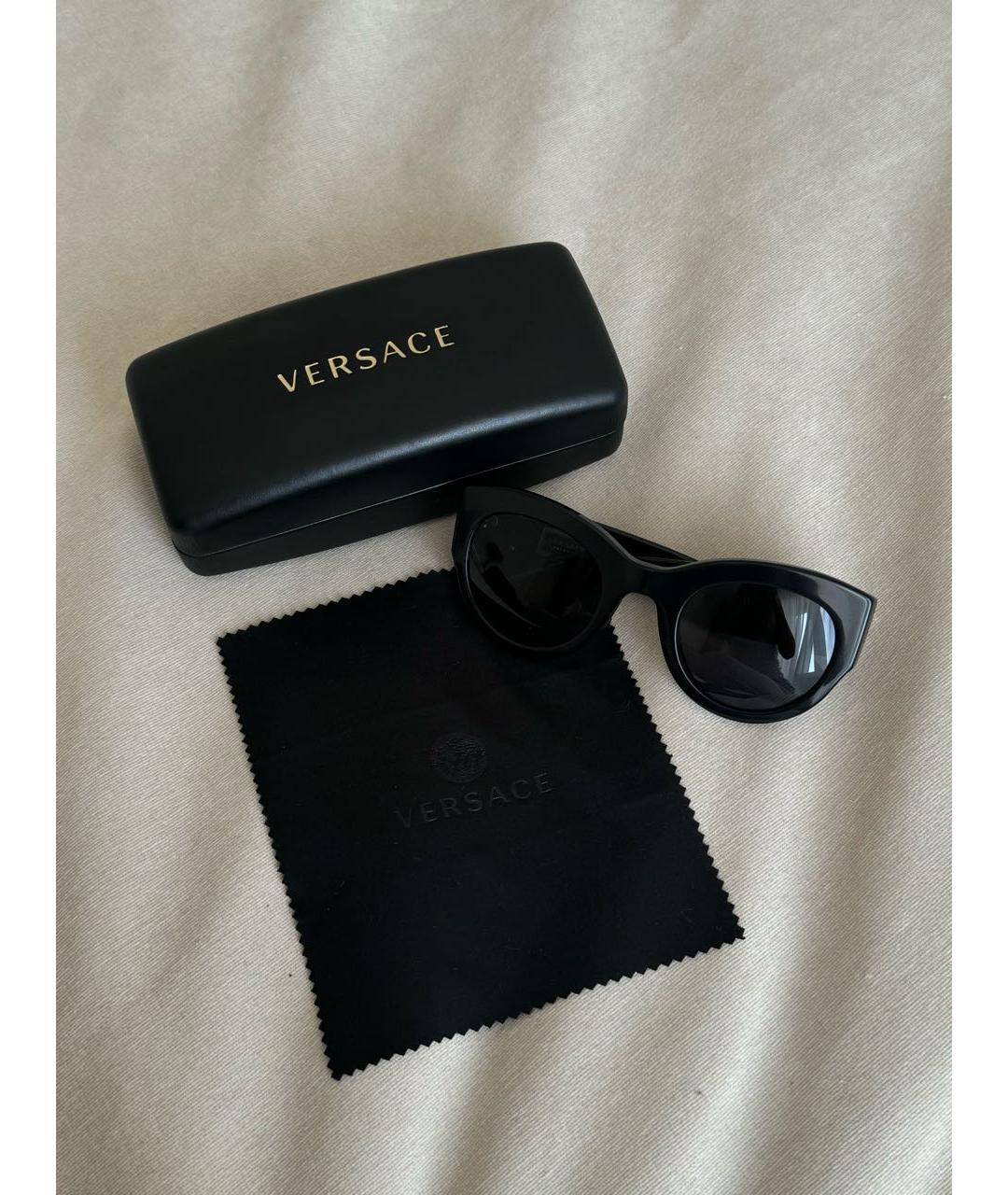 VERSACE Черные пластиковые солнцезащитные очки, фото 5