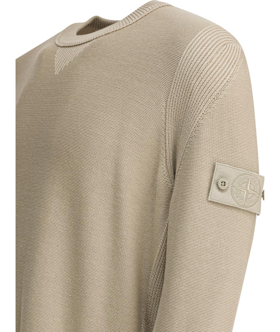 STONE ISLAND Бежевый хлопковый джемпер / свитер, фото 2