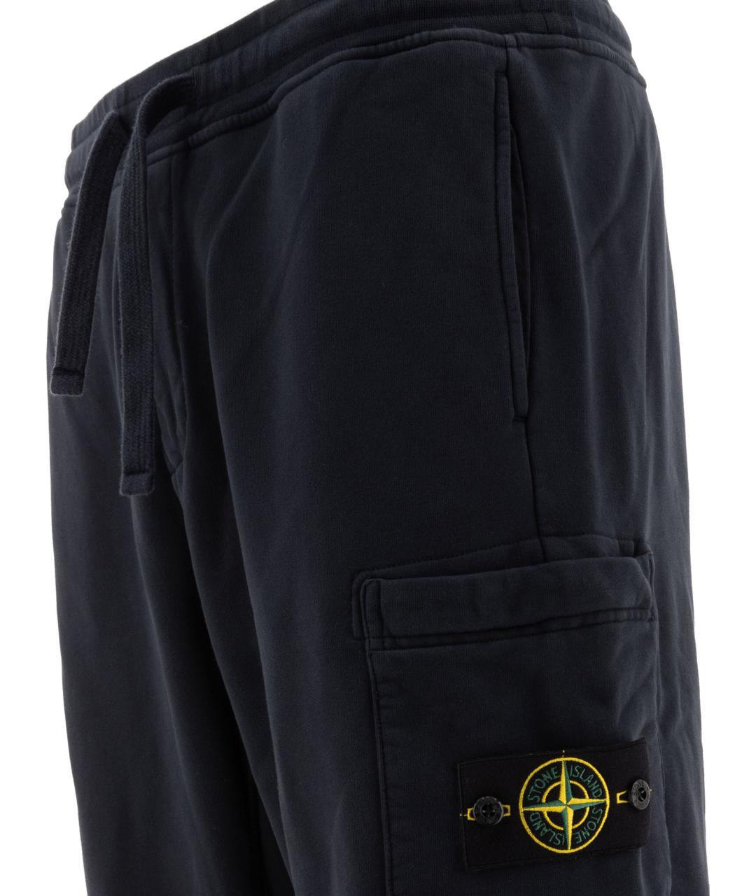 STONE ISLAND Темно-синие хлопковые повседневные брюки, фото 4