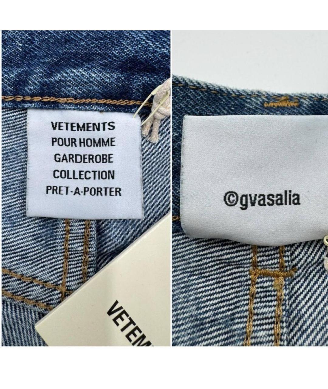VETEMENTS Голубые хлопковые прямые джинсы, фото 6