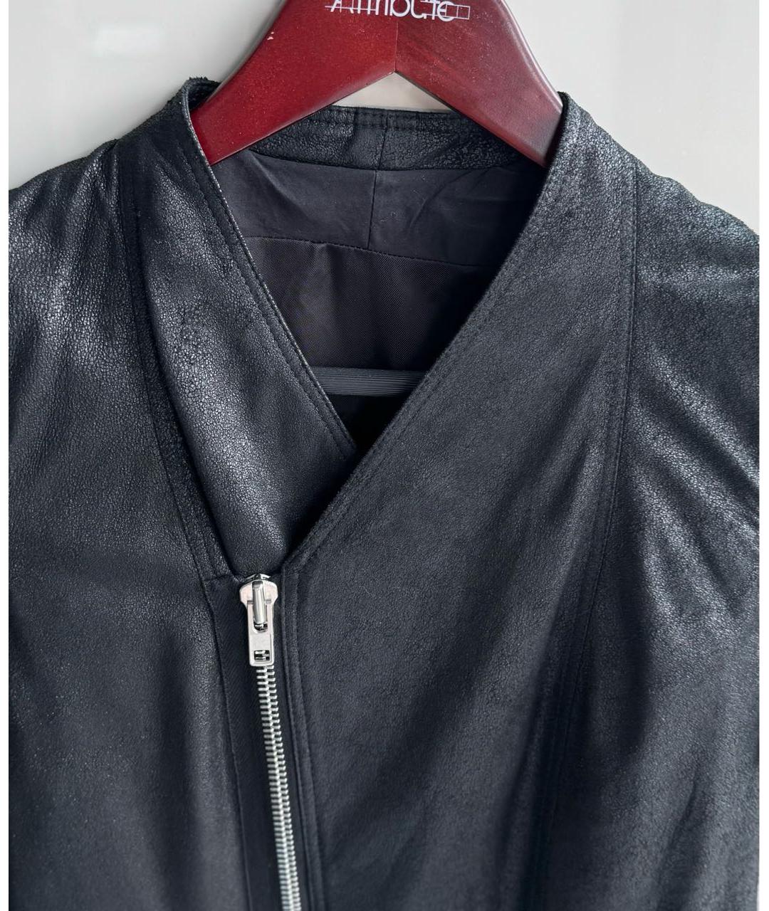 RICK OWENS Черная кожаная куртка, фото 2