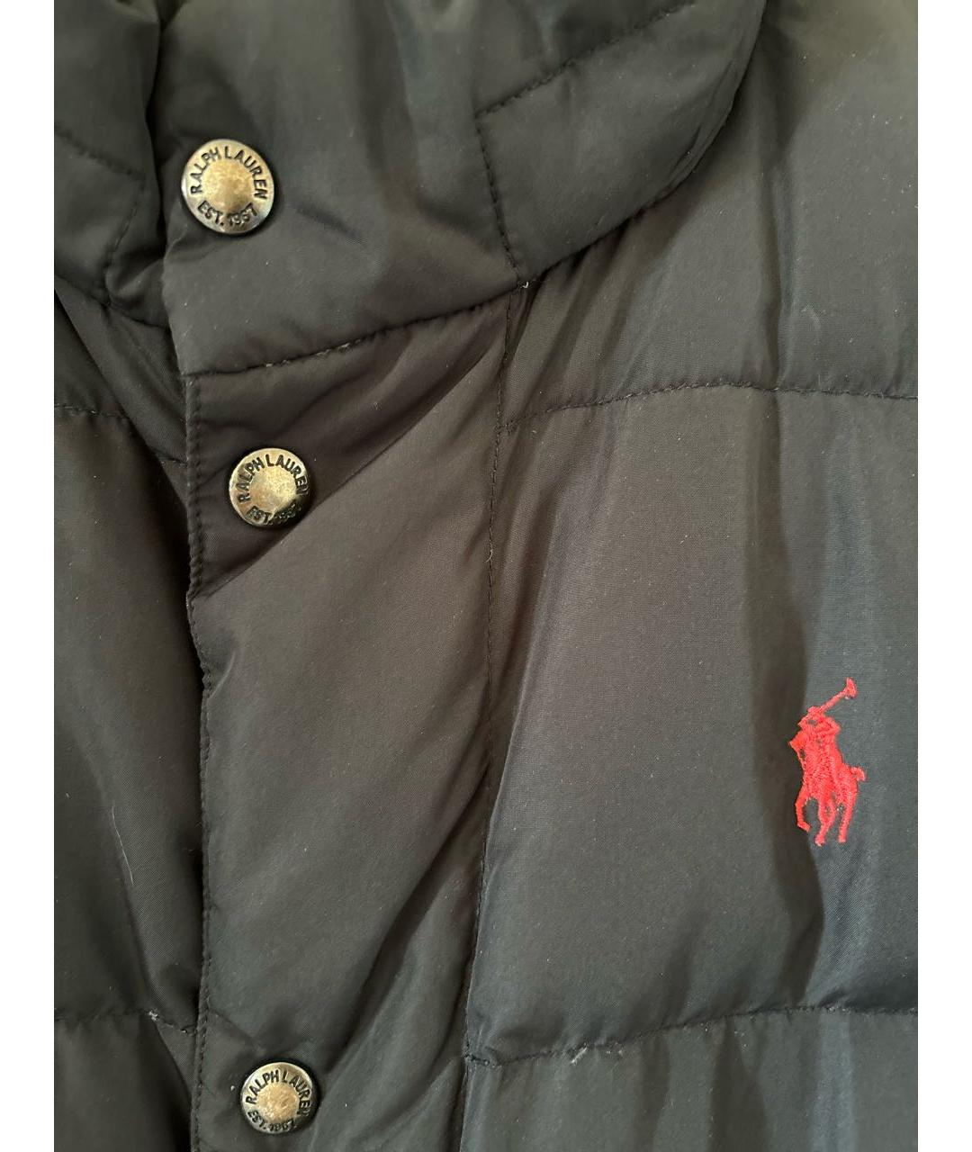 POLO RALPH LAUREN Черный полиэстеровый пуховик, фото 4