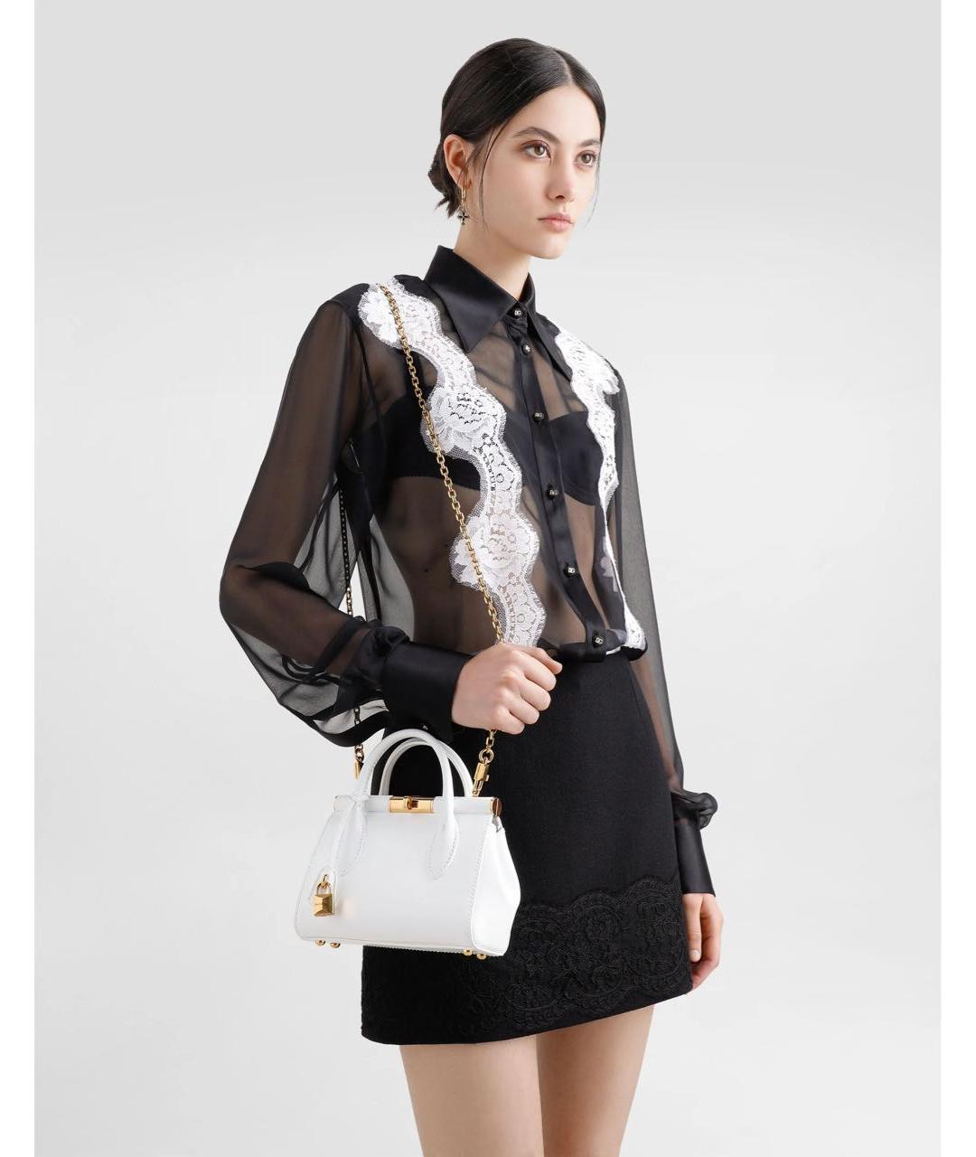 DOLCE&GABBANA Белая кожаная сумка с короткими ручками, фото 2