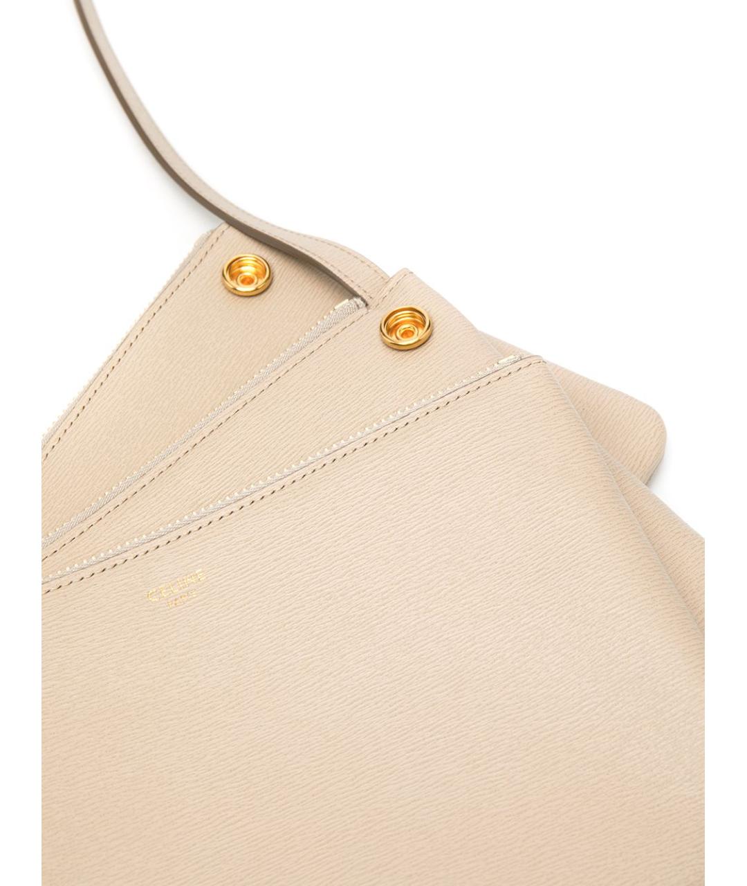 CELINE Бежевая кожаная сумка через плечо, фото 4