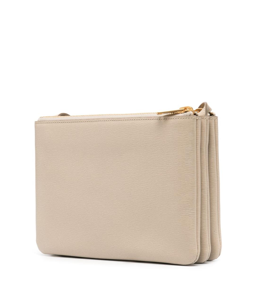 CELINE Бежевая кожаная сумка через плечо, фото 3