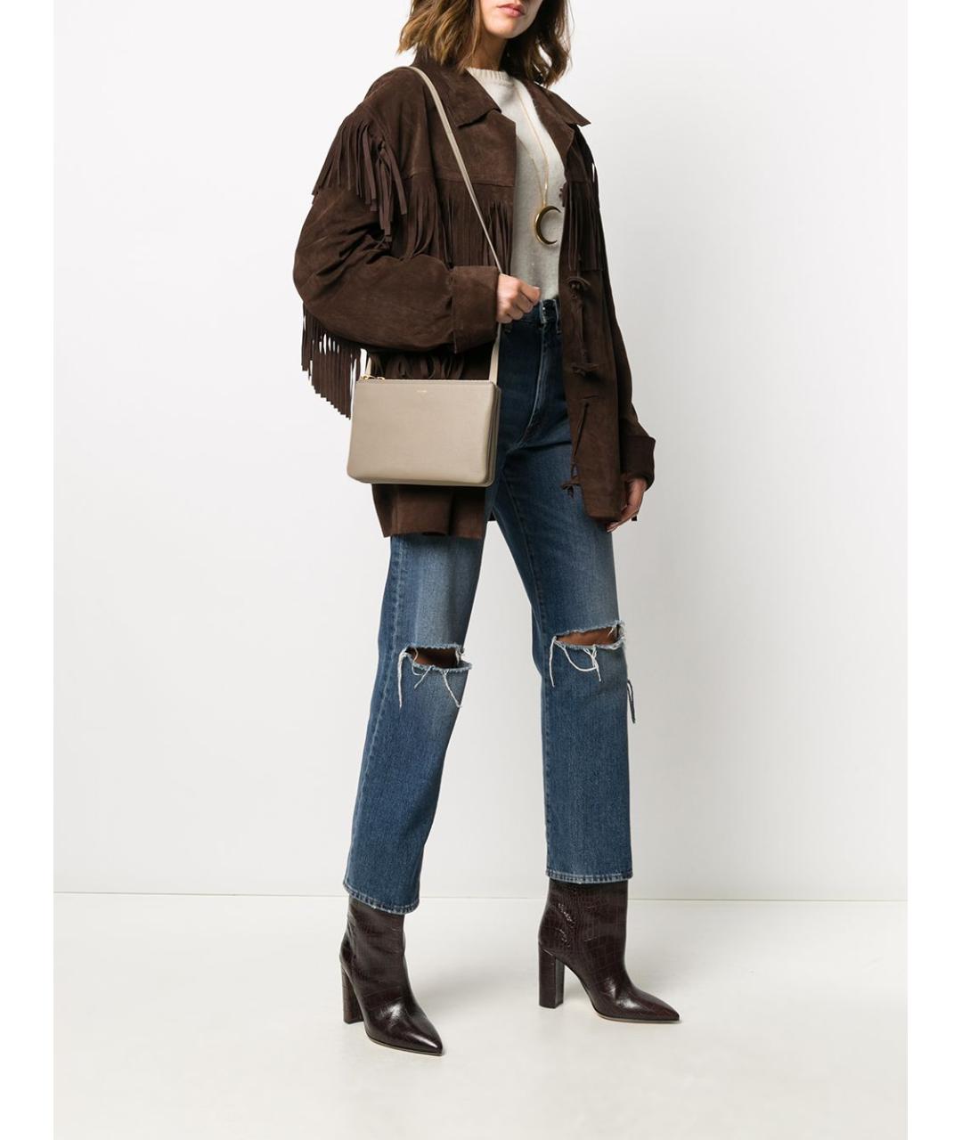 CELINE Бежевая кожаная сумка через плечо, фото 2