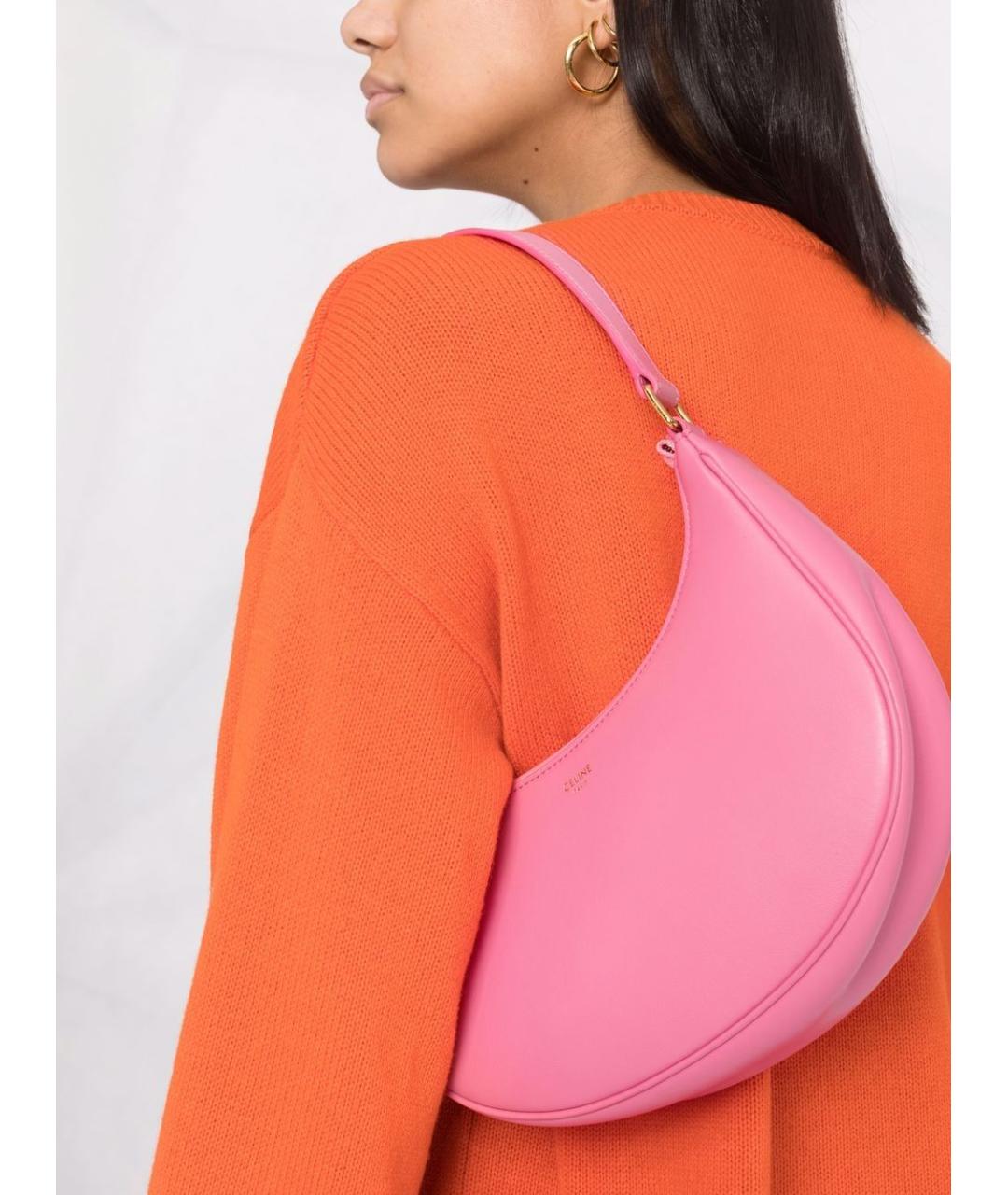 CELINE Розовая кожаная сумка через плечо, фото 6