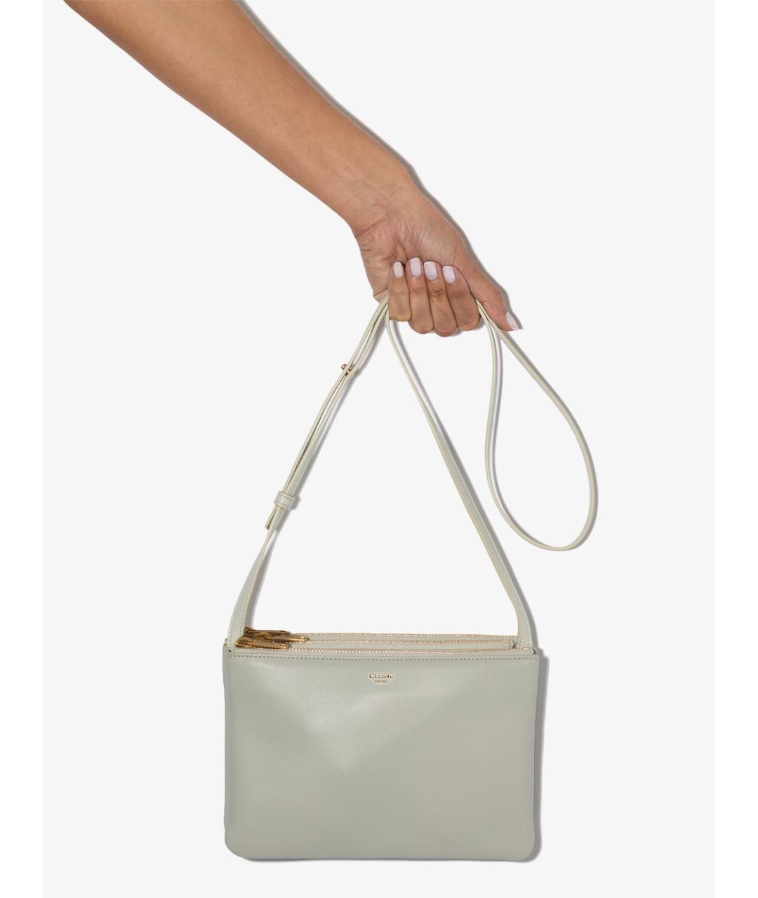 CELINE Серая кожаная сумка через плечо, фото 2