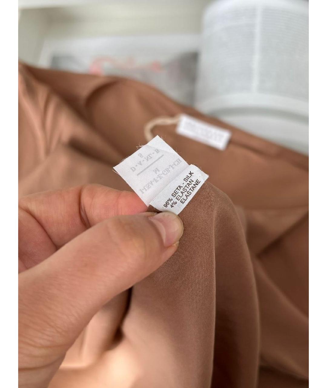 BRUNELLO CUCINELLI Коричневая шелковая футболка, фото 8