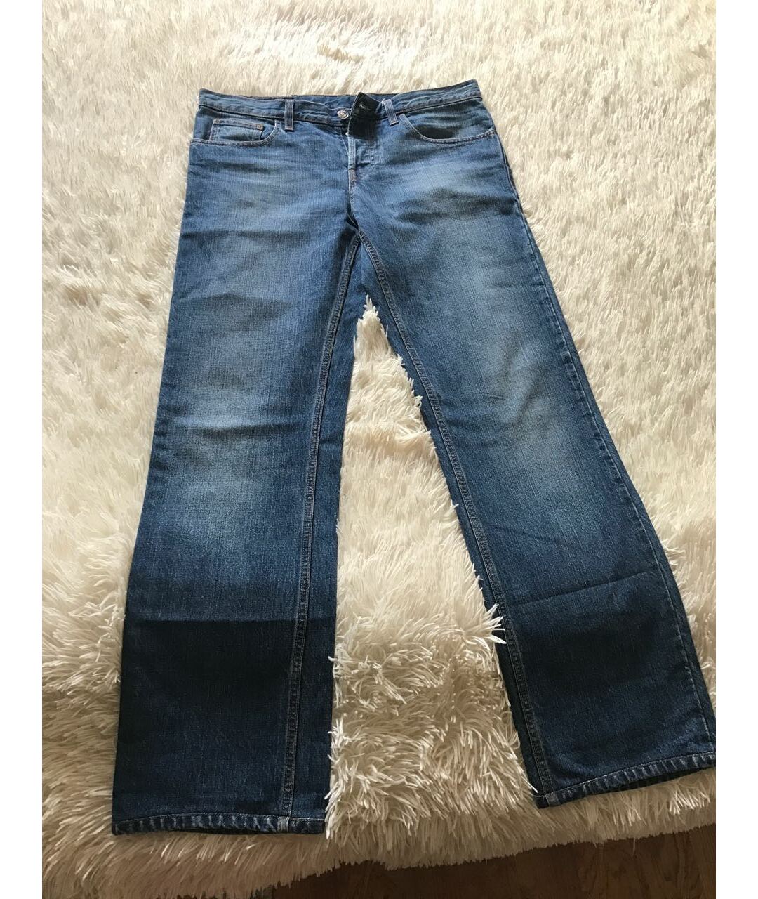 GUCCI Голубые хлопковые прямые джинсы, фото 7