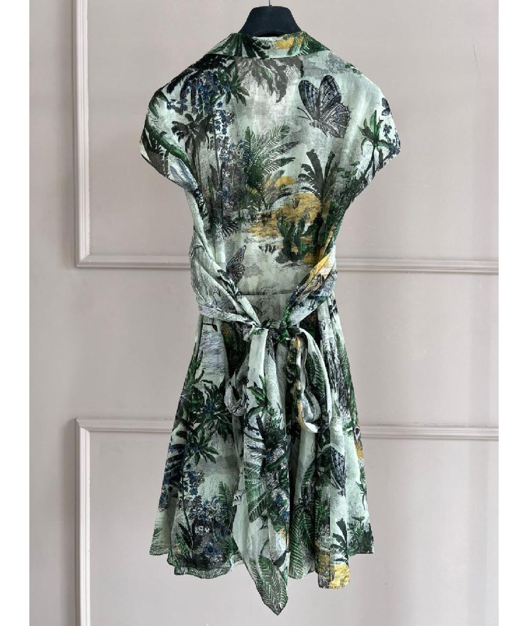 CHRISTIAN DIOR Зеленые хлопковое повседневное платье, фото 2