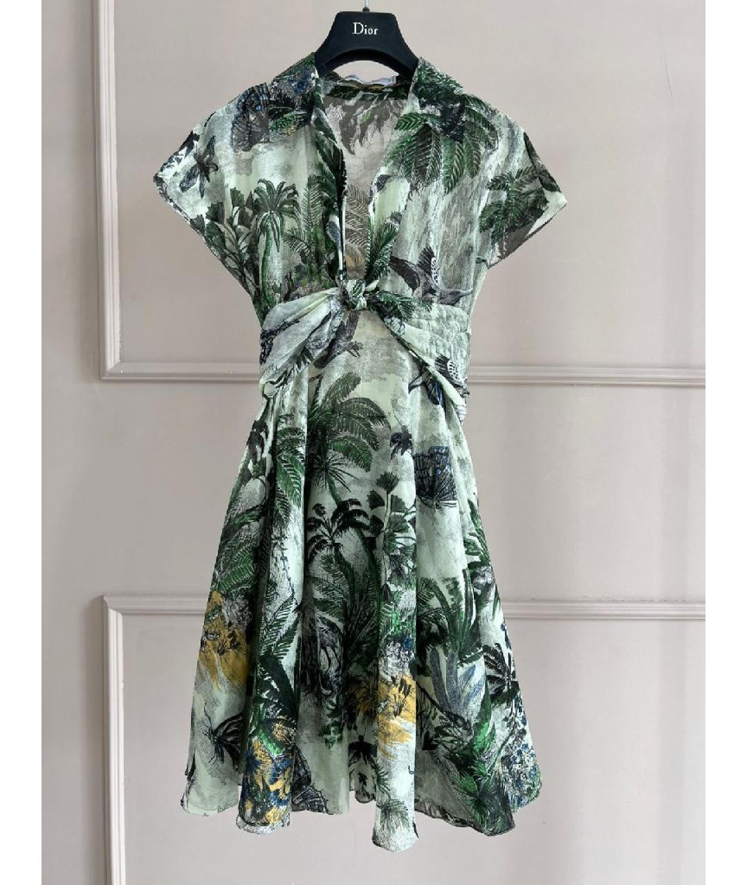 CHRISTIAN DIOR Зеленые хлопковое повседневное платье, фото 10